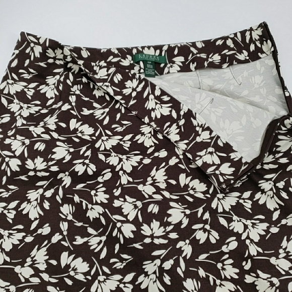 Lauren Ralph Lauren Brown Floral Pencil Skirt - Picture 5 of 9